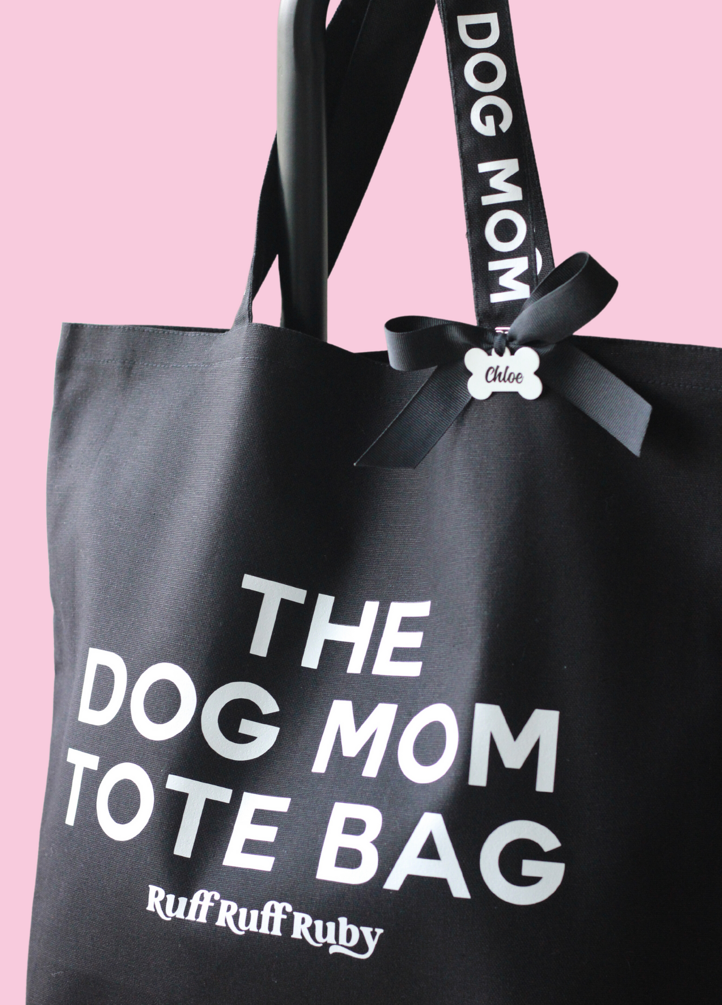 The Dog Mom Tote Bag w/ Custom Dog Tag