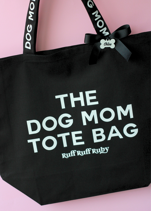 The Dog Mom Tote Bag w/ Custom Dog Tag