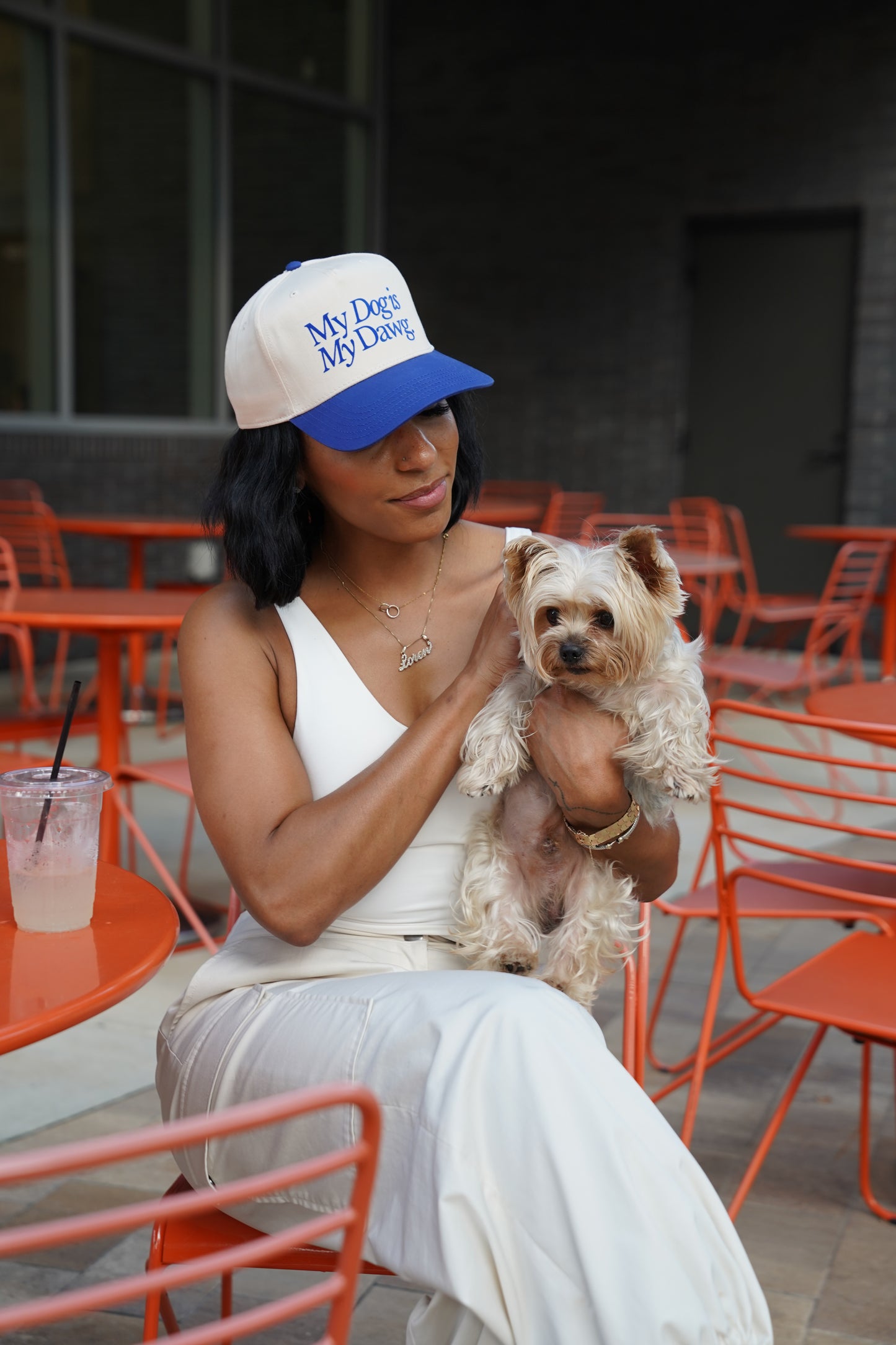MY DOG IS MY DAWG CAP (ROYAL BLUE & NATURAL)