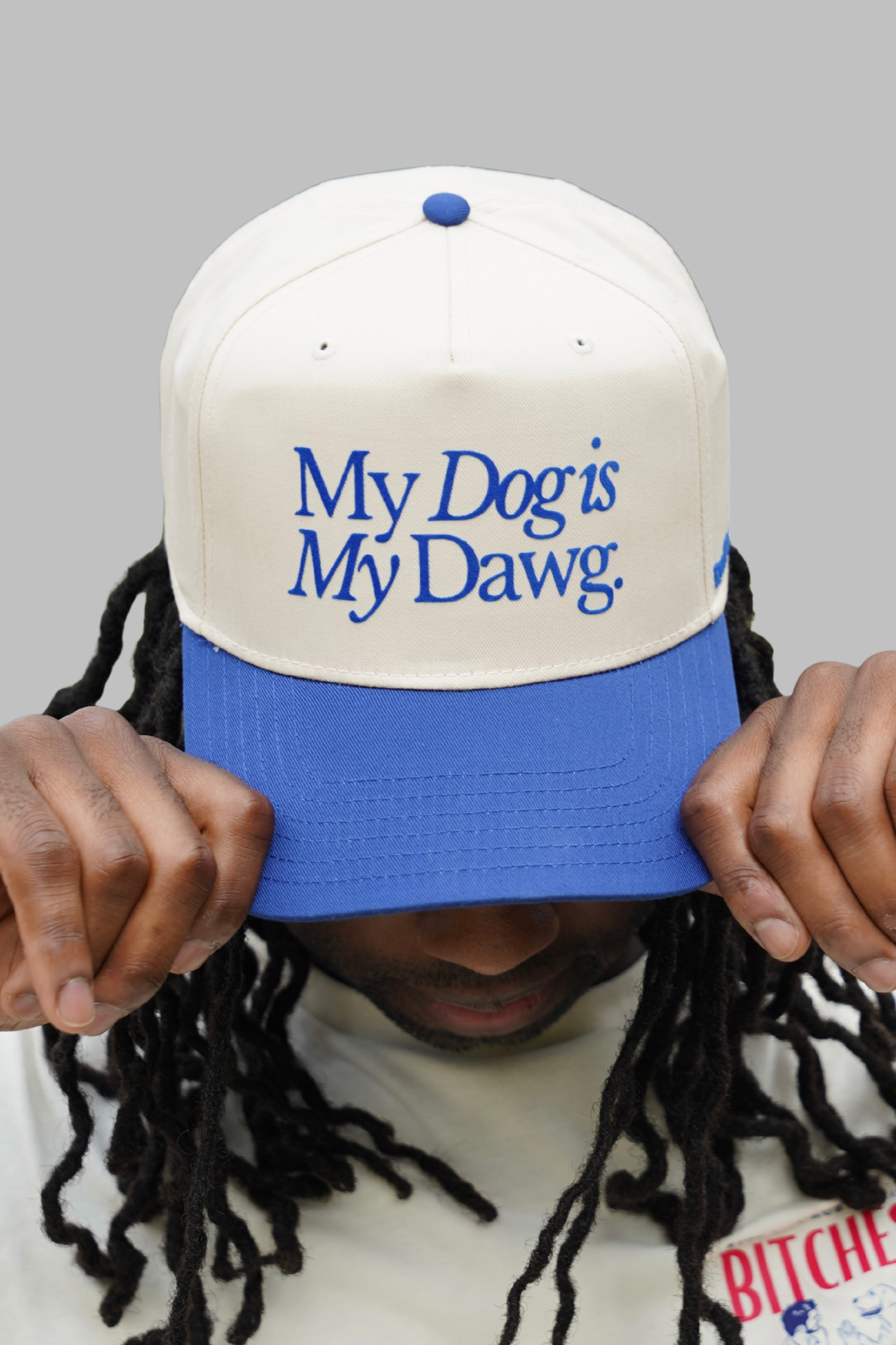 MY DOG IS MY DAWG CAP (ROYAL BLUE & NATURAL)