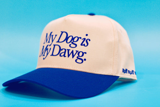 MY DOG IS MY DAWG CAP (ROYAL BLUE & NATURAL)